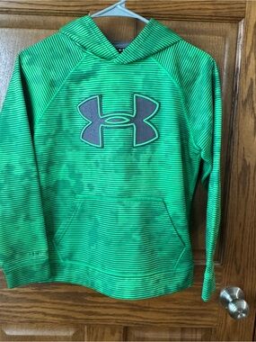 Under Armour Neon Green Striped Pullover Hoodie